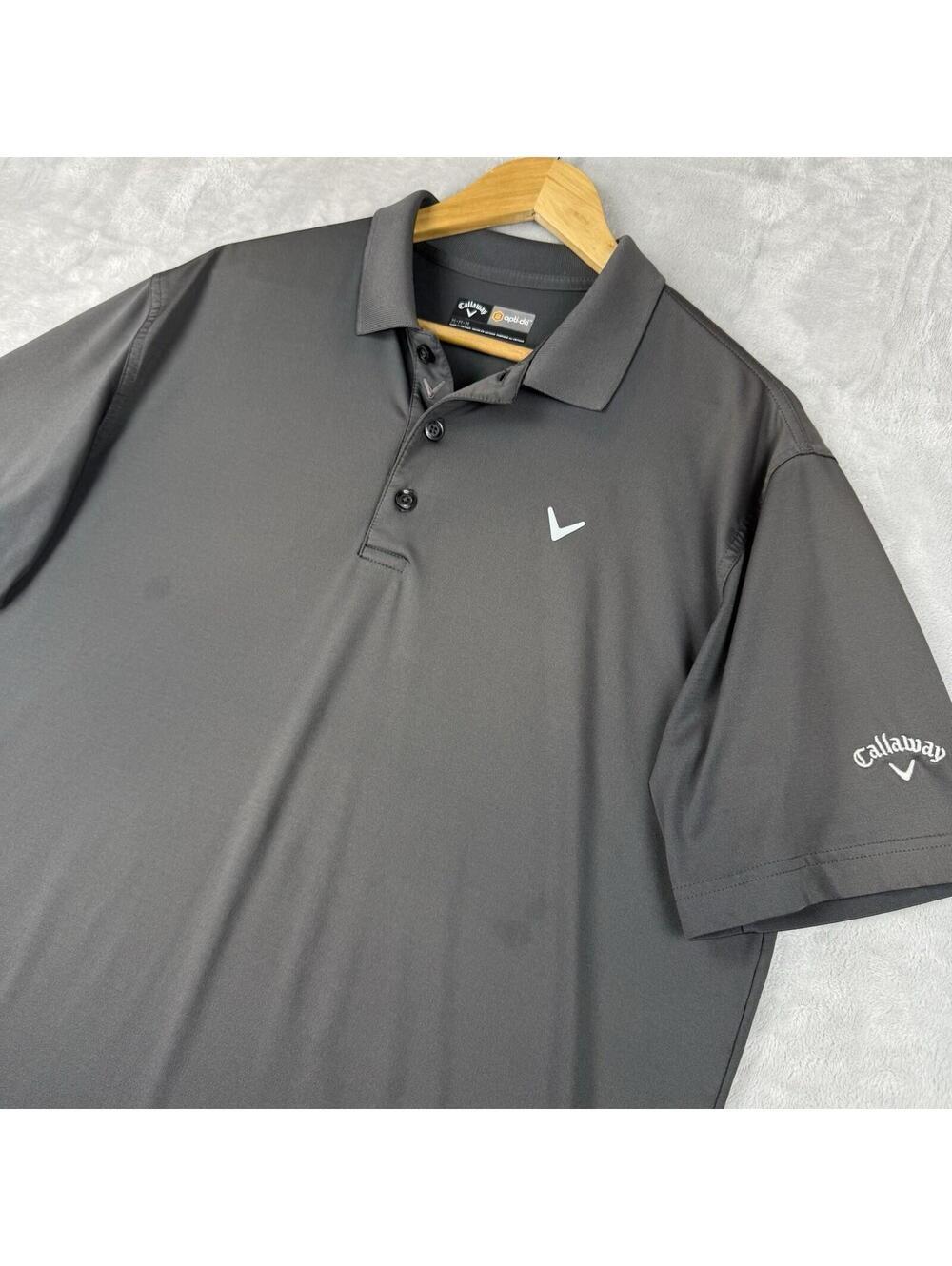 Callaway Golf Polo Shirt Gray Opti Dri Performance Logo Size M Men Athletic Read